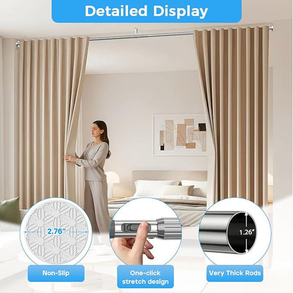 AIZESI 41-165 Inch Heavy Duty Silver Tension Curtain Rod - Image 4