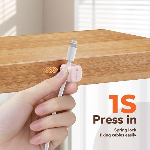 6Pack Rotatable Cord Organizer, Spring Cable Clips Desk Cable Management Cord - Image 5