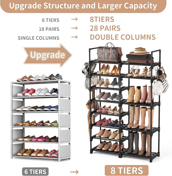 ROJASOP Shoe Rack Organizer, 8-Tier Metal Shoe Rack - Image 4