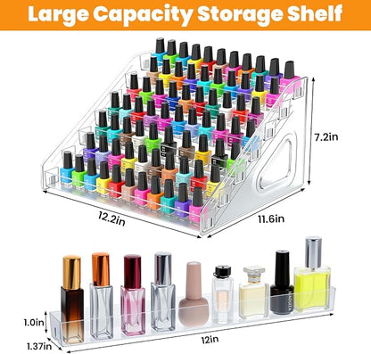 2 Pcs 7 Tier Essential Oil Organizer Clear Holder Nail Polish Display Rack | - Image 2