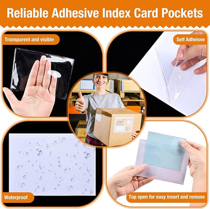 40 PCS Index Card Pockets, Self Adhesive Card Pockets 3"X5" - Image 3