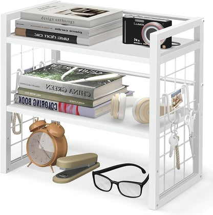 ELITEROO Desk Shelf Organizer, 2 Tier Wood Desktop Bookshelf Storage Rack by ELITEROO