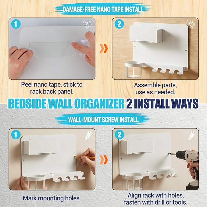 Floating Bedside Wall Shelf, Metal Bedside Wall Organizer - Image 6