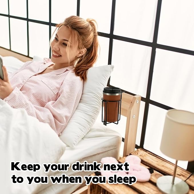 2 Pcs Cup Holder for Bed, 3.3" Diameter Metal Bedside Drink Holder Water Bottle - Image 4