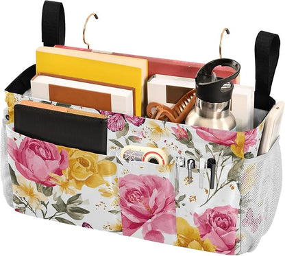 Pink Yellow Roses and Butterflies Bedside Caddy - Image 3