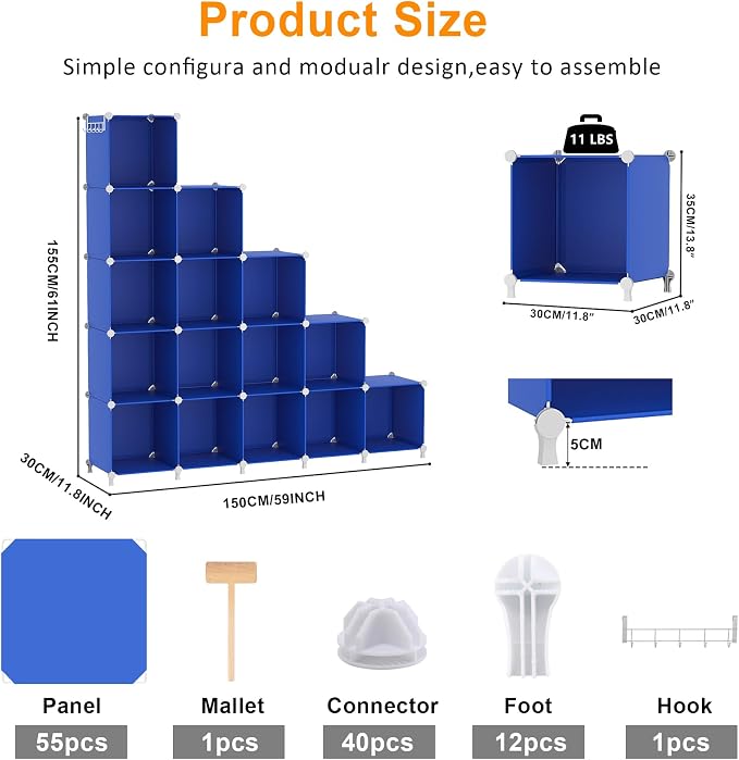 AWTATOS Cube Storage Organizer, Closet Organizers Storage Shelf, 16 Cube | DIY - Image 3