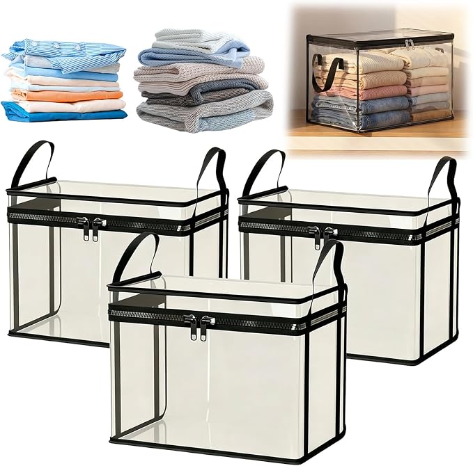 3-Pack Large Clear Thick Plastic Storage Box - Image 7
