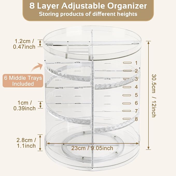 Boxalls Makeup Organizer Rotating Large Capacity, 360 Makeup Carousel - Image 7