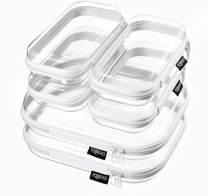YQBRAO 6 Pack Clear Hard Shell Beauty Organizer, 1.2mm Crush-Proof Cosmetic Case by Unknown
