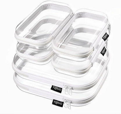 YQBRAO 6 Pack Clear Hard Shell Beauty Organizer, 1.2mm Crush-Proof Cosmetic Case by Unknown
