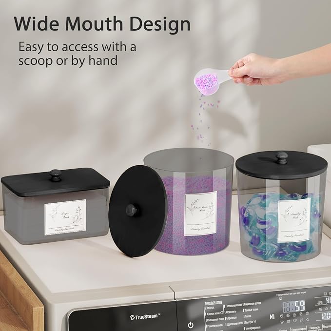 3 Pack Laundry Powder Container & Dryer Sheet Holder, Plastic Laundry Room - Image 3