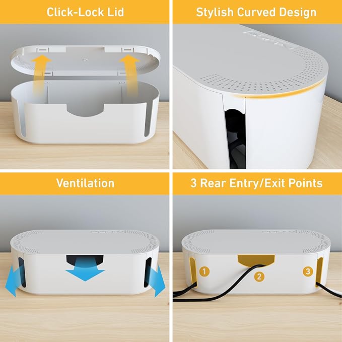 D-Line Cable Management Box, Power Strip Holder, Floor Outlet Hider, Desk Cord - Image 5