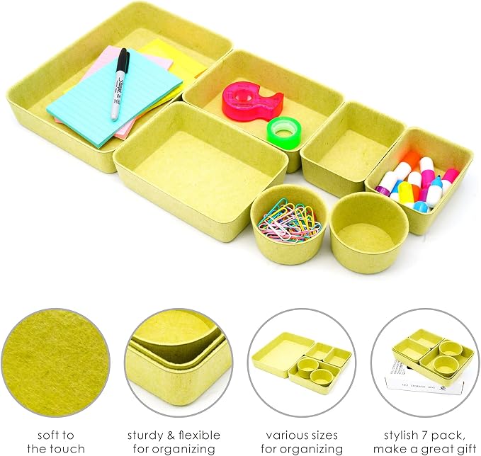 Welaxy Drawer organizers tray Felt storage bins office Desk dividers Morandi - Image 4