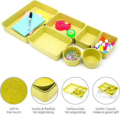 Welaxy Drawer organizers tray Felt storage bins office Desk dividers Morandi - Image 4