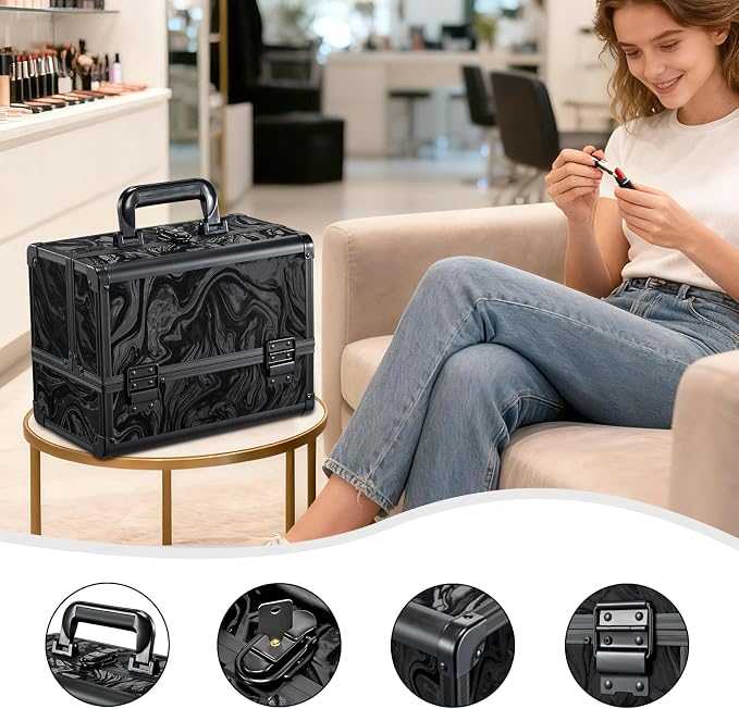 Travel Makeup Case with LED Lighted Mirror - Image 6