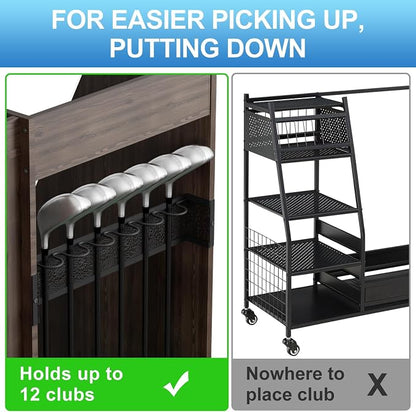 Golf Bag Storage Organizer for Garage, Premium Wooden 2 Golf Bags Rack - Image 8