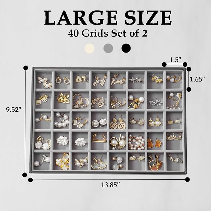Large Jewelry Organizer Tray 2 Pack, Stackable Jewelry Storage Holder - Image 4