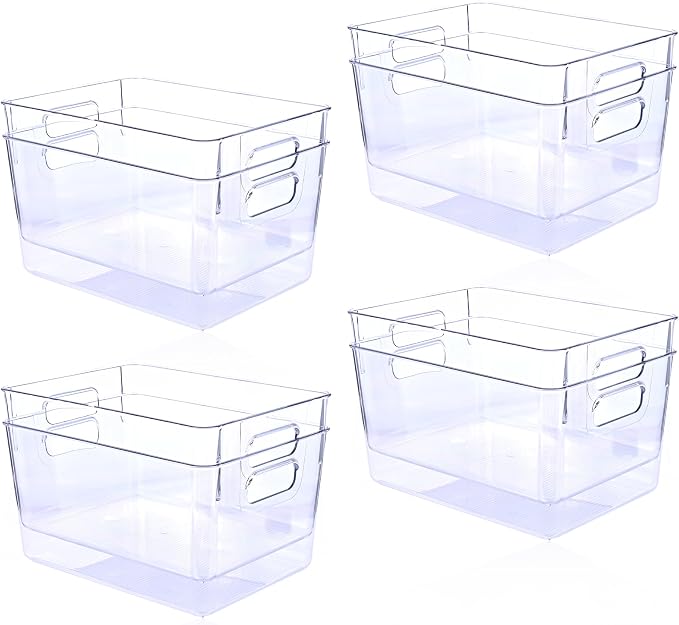 MOONEDGE Open Clear Plastic Storage Bins Stackable Organizer Containers by MOONEDGE