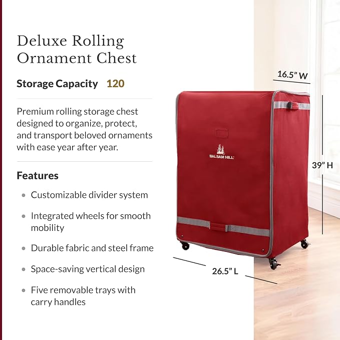 Balsam Hill Deluxe Rolling Ornament Chest - Image 3