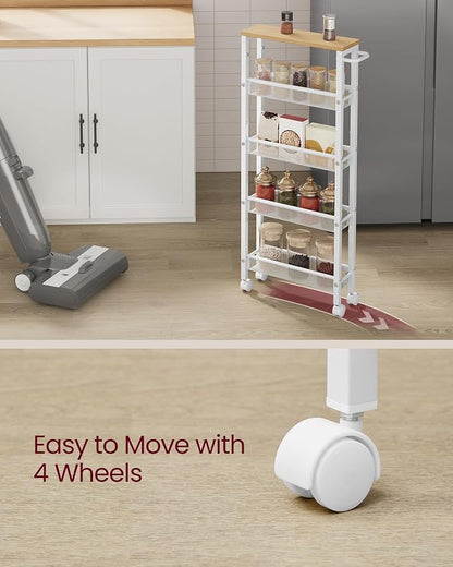 VASAGLE Slim Rolling Cart, 5-Tier Storage Cart, Narrow Cart - Image 8