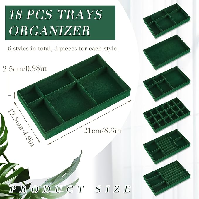 Junkin 18 Pcs Velvet Jewelry Tray, Stackable Jewelry Organizer Trays - Image 2