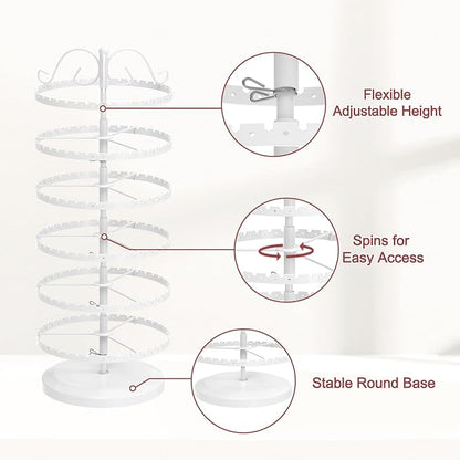 MODOWEY 6 Tier Rotating Earring Holder Organizer Stand, Adjustable Metal - Image 4