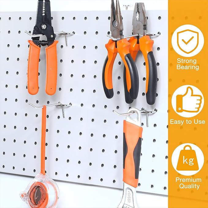 Funrous 100 Pack Peg Board Hooks Stainless Steel Pegboard Hooks Shelving - Image 6