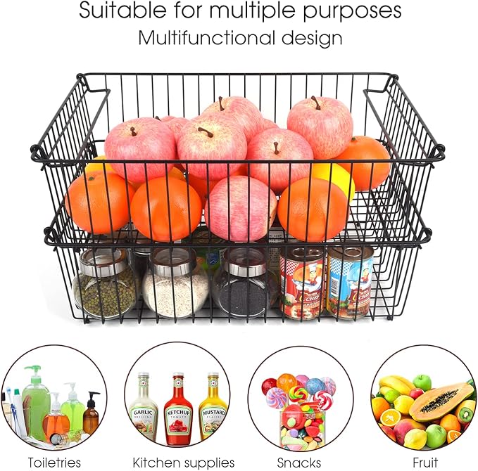 Set of 2 Stackable XXL Wire Baskets - Image 2