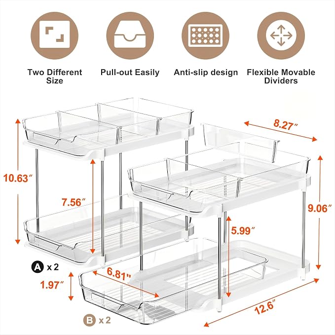 Delamu 2-Tier Multi-Purpose Bathroom Under Sink Organizers and Storage - Image 2