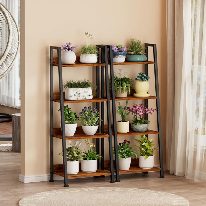 Furologee 4 Tier Ladder Shelf, Small Bookshelf - Image 7