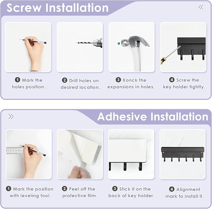 VIS'V Key Holder Wall Mount, Adhesive Key Rack - Image 8