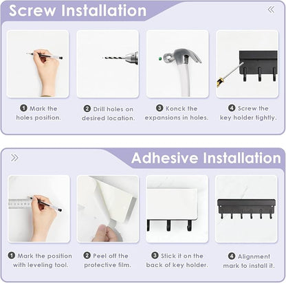 VIS'V Key Holder Wall Mount, Adhesive Key Rack - Image 8