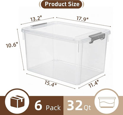 Citylife 6 Packs 32 QT Plastic Storage Bins - Image 2