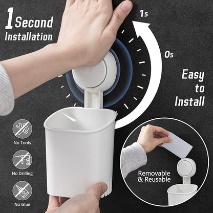 LEVERLOC Powerful Suction Cup Toothbrush Holder, Drill-Free Wall Shower Holder - Image 2