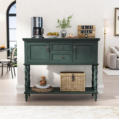 ARTPOWER Console Table with 2 Drawers, Retro Entryway Table with 2 Door - Image 4