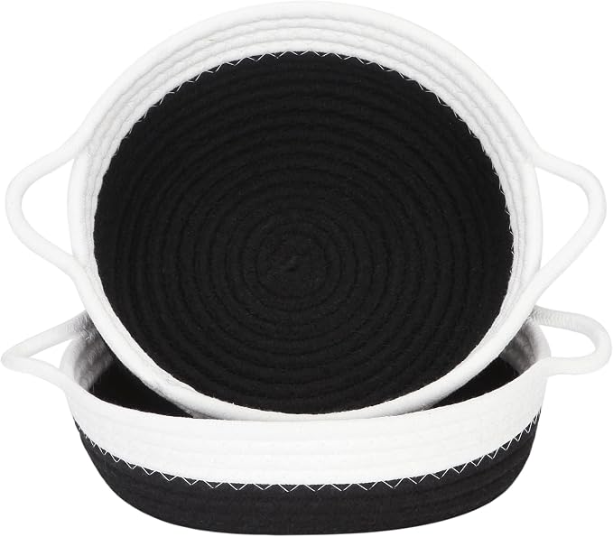 Sea Team 2-Pack Cotton Rope Baskets, 10 x 3 Inches Small Woven Storage Basket by SeaTeam