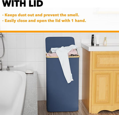 SpaceAid Laundry Hamper with Lid, 110L Large Tall Clothes Basket Bin with - Image 5