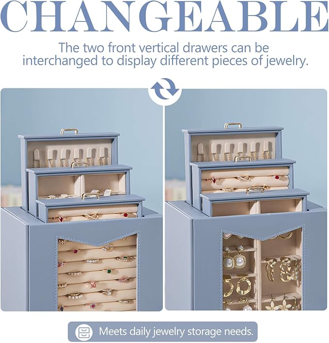 Homde Jewelry Organizer with Transparent Window Necklace Hooks Gift - Image 3