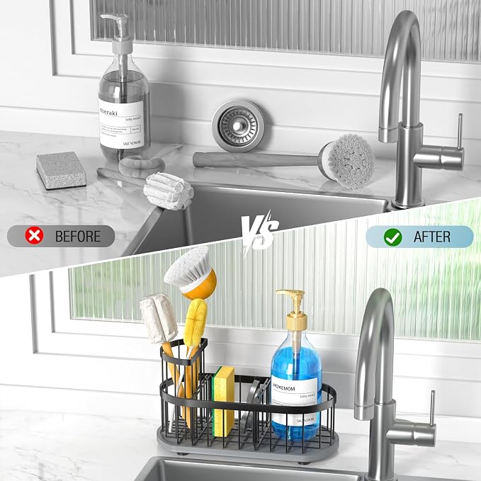 Kitchen Sink Organizer with Sponge Holder & Brush Holder - Image 5