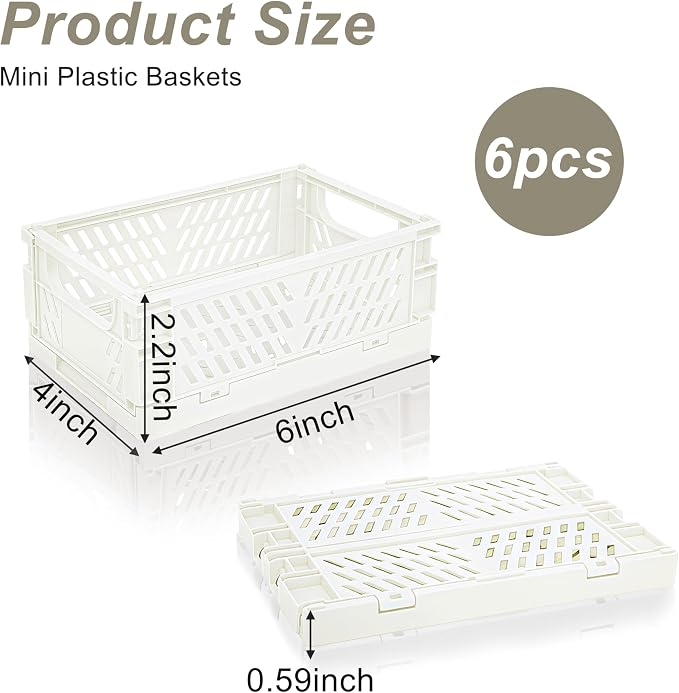 6 Pack Mini Foldable Small Plastic Baskets - Image 2