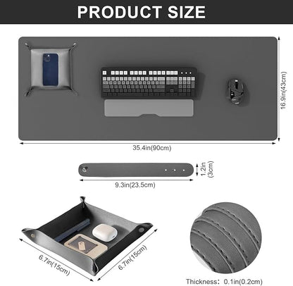 DAWNTREES Dual Sided Desk Mat, Leather Desk Pad, Cork Desk Mat Protector - Image 3