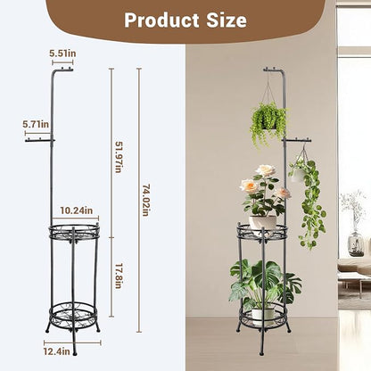 Plant Stand, Adjustable 3 Tier Metal Potted Holder Flower Pot Stand - Image 2