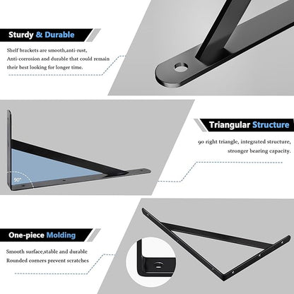 4 Pack L16 x H 10" Heavy Duty Shelf Brackets - Image 3