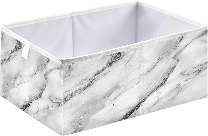 White Marble with A Hint of Black Pattern Closet Organizers Storage Cubes by Unknown