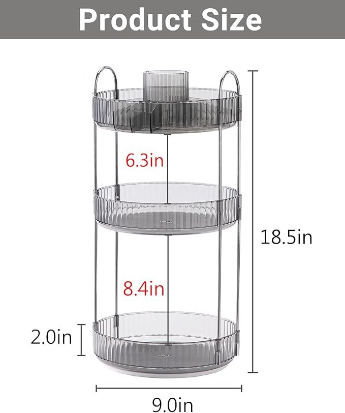 360 Rotating Makeup Organizer, 3 Tier Large Capacity Make Up Organizers and - Image 4