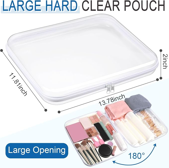 Sanwuta 6 Pcs Clear Hard Zipper Case Hard Plastic Zipper Pouches Transparent - Image 2