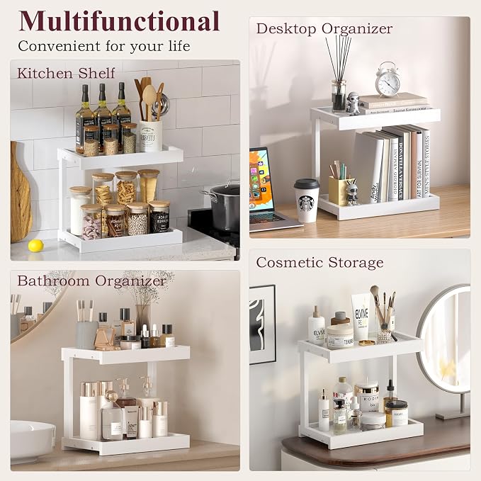 MARTY 2 Tier 15.75"x8.9" Large Countertop Shelf Organizer Spice Rack, Coffee - Image 8