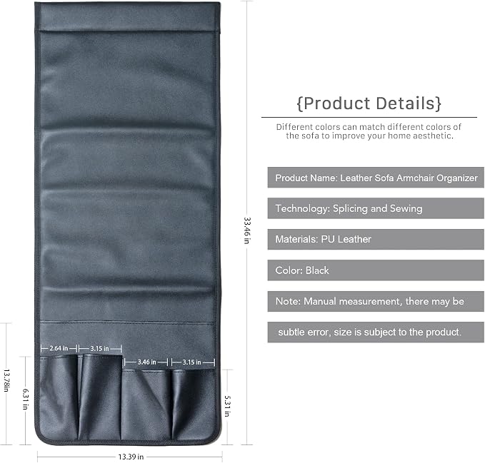 PU Leather Sofa Armrest Organizer, Armchair Magazine Holders, Waterproof Remote - Image 3
