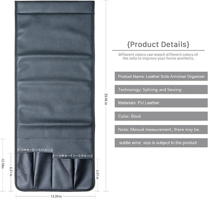 PU Leather Sofa Armrest Organizer, Armchair Magazine Holders, Waterproof Remote - Image 3