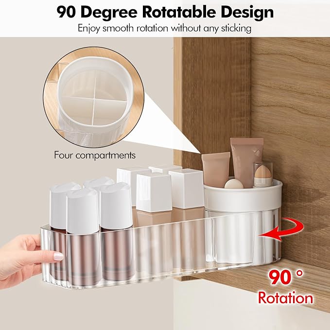Poeland Clear Rotating Storage Box, Makeup Organizer Tray, Medicine Cabinet - Image 3
